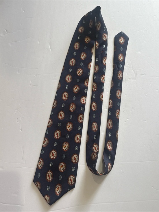 Chaps Other - Chaps Ralph Lauren Navy Tie with Red and Gold Medallion Pattern